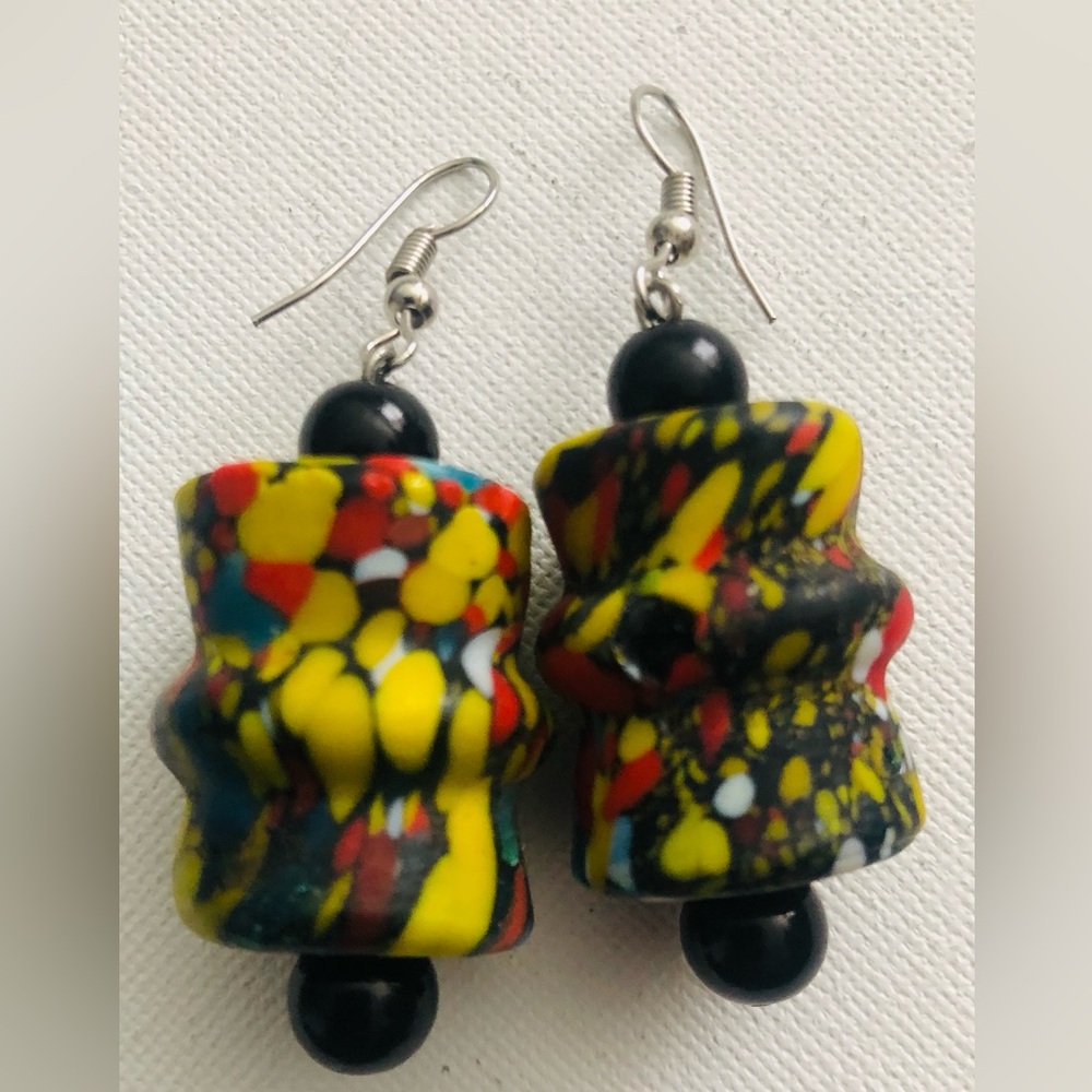 Colorful Abstract African bead Earrings